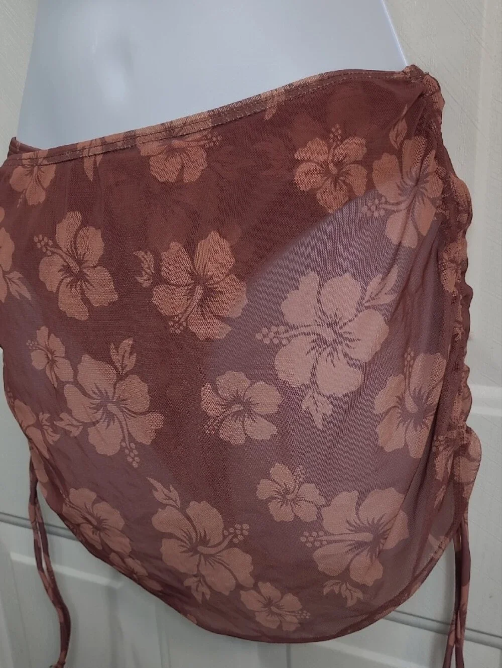Floral Brown One-Piece Swimsuit - Halter Style - Picture 3 of 10